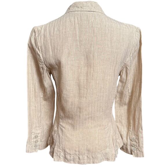 120% Lino Made in Italy Jacket Blazer Size 42 EU Long Sleeves One Button Closure - Picture 5 of 10